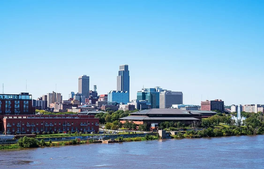 Omaha cityscape and surrounding landscape